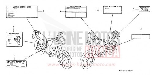 CAUTION LABEL NX125S de 1995